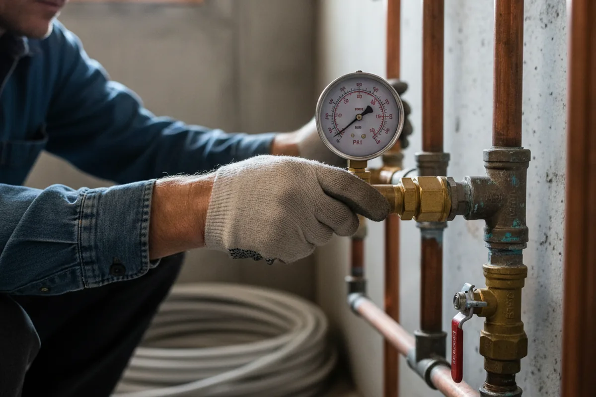 Pressure testing a repaired line during Water Line Repair in Ware